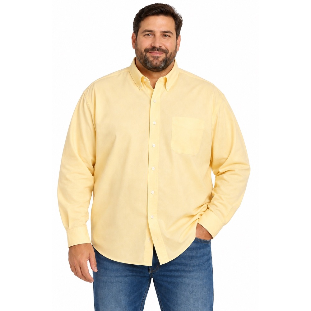 NWT Stafford Men's Big & Tall Oxford Shirt 20 36-37 Yellow GWD Monogram
